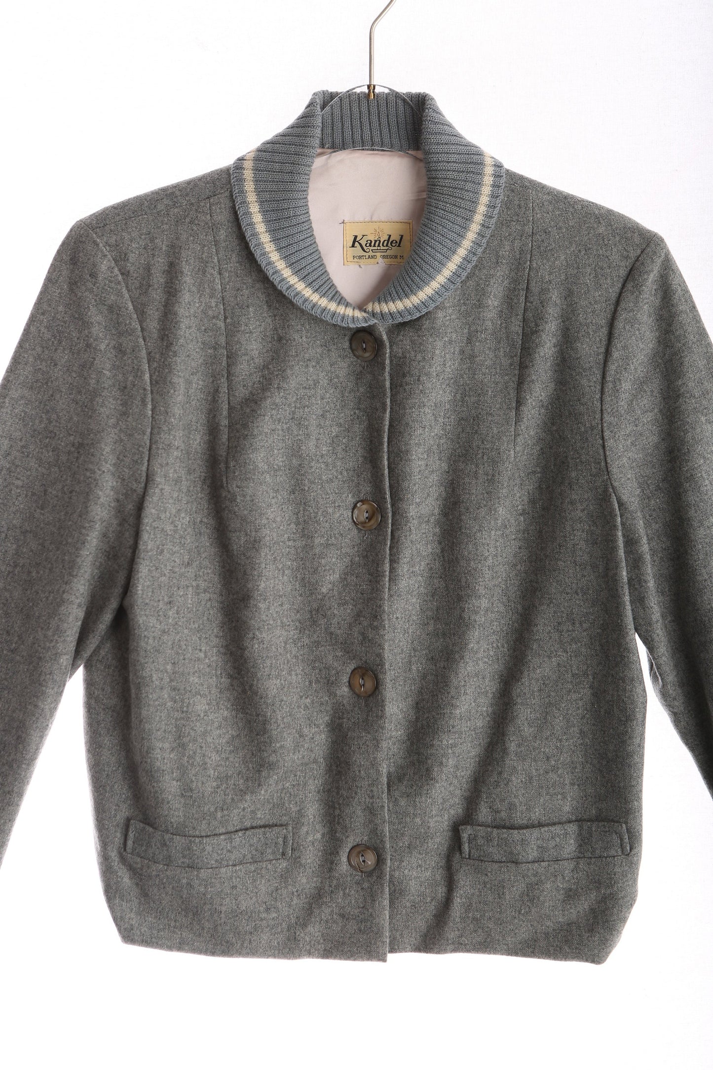 Vintage Women Gray Varsity Jacket by Kandel / Era 1950's - 1960's