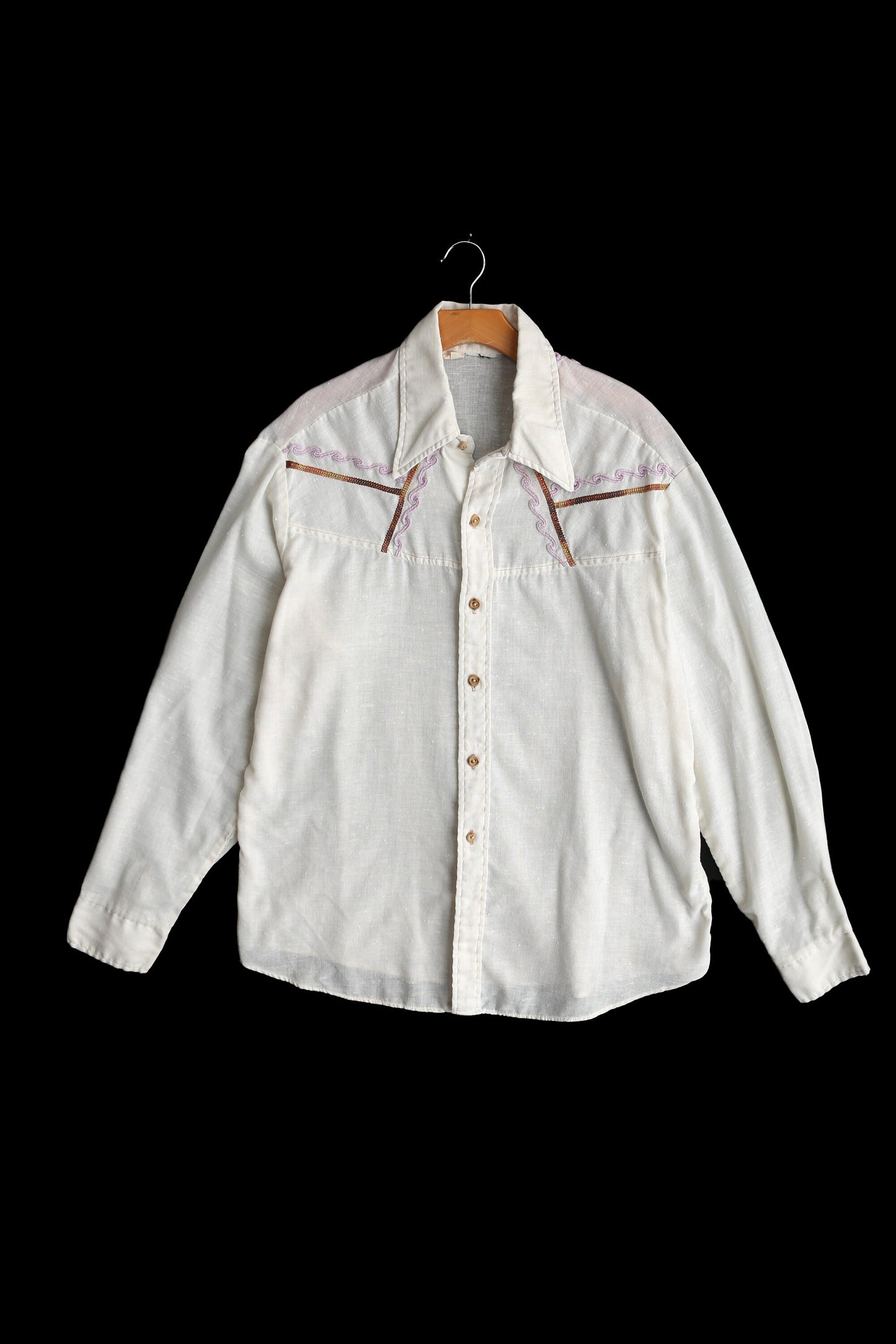 70s White Button Up Cotton Shirt