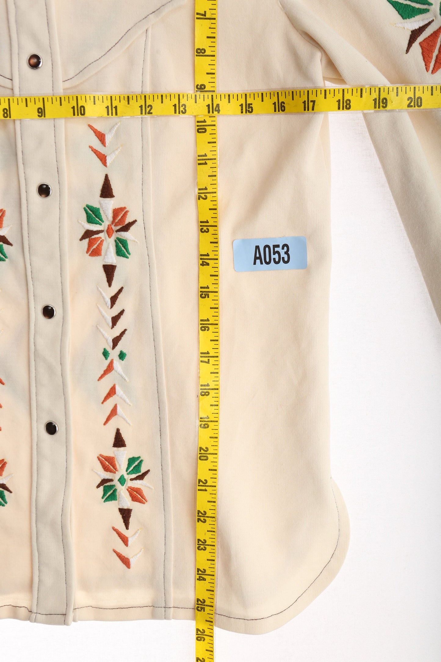 70s Women Poly Top with Embroidered Details