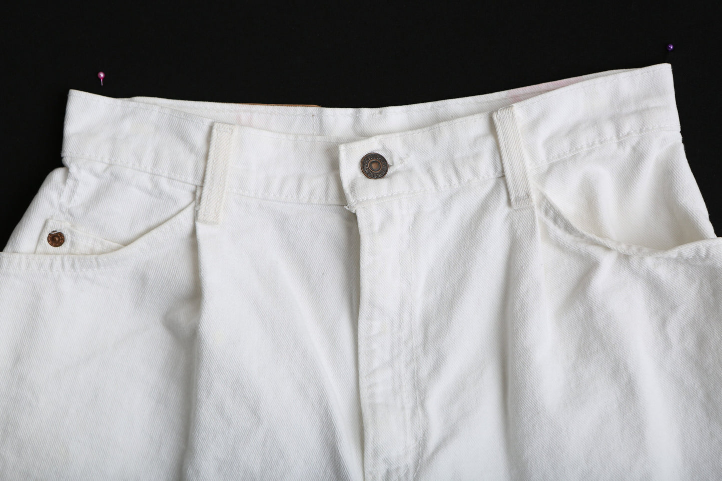 Vitage Levi's High Waist White Denim Short