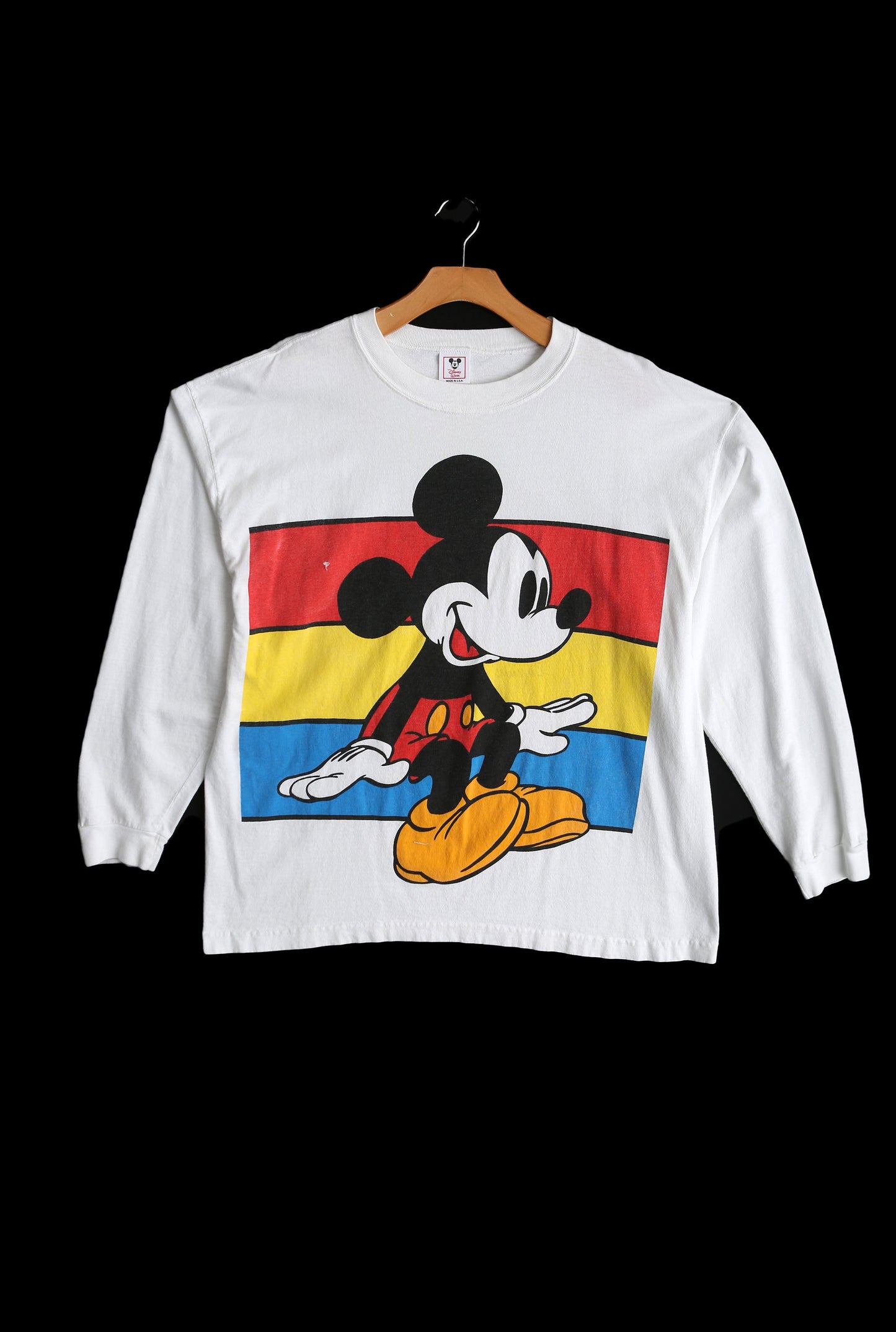 Vintage Mickey Mouse Long Sleeve White Graphic Shirt