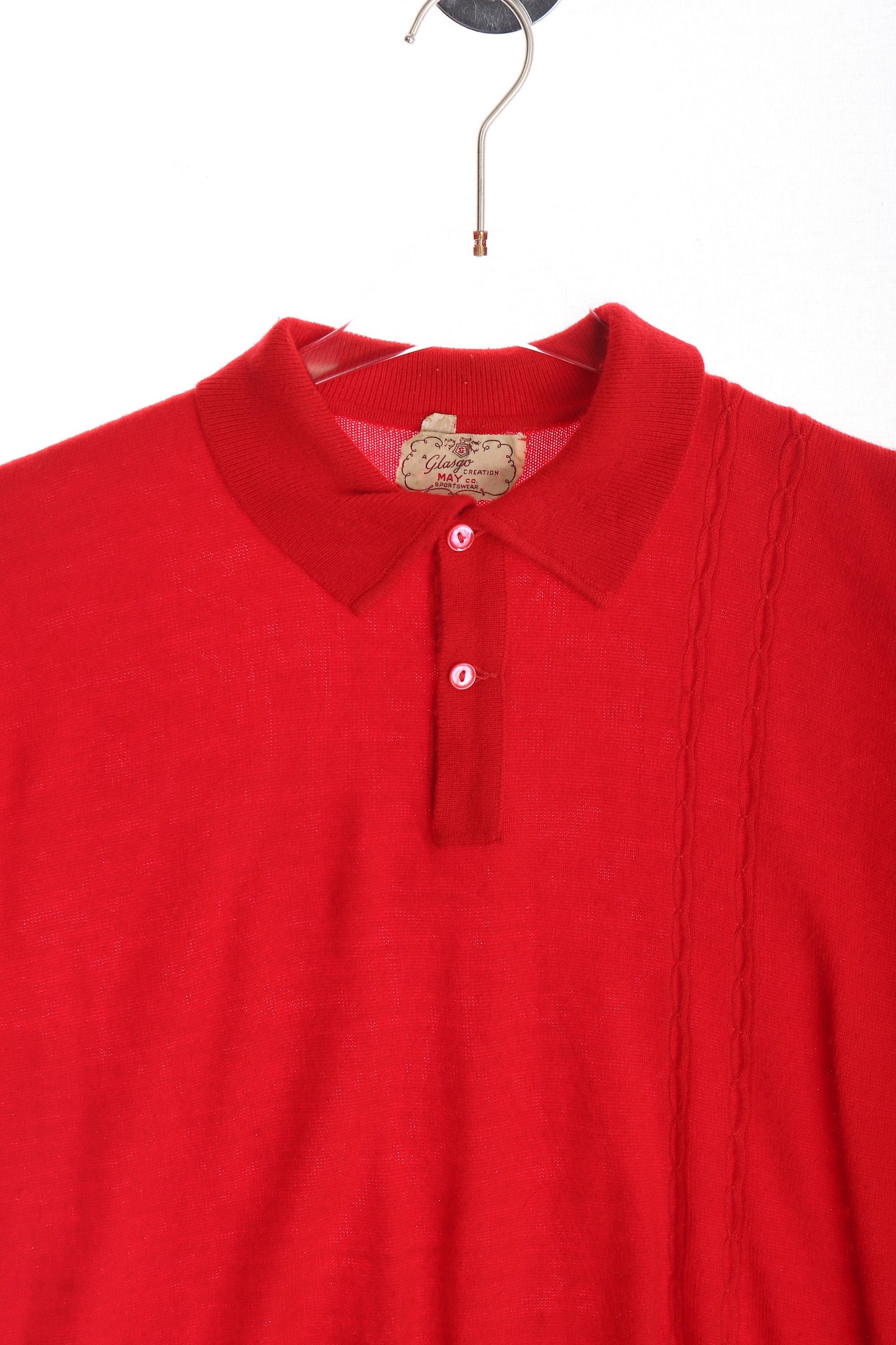 Vintage Men Red Polo Shirt by Glasgo May Co. / Estimated era: 50s - 60s