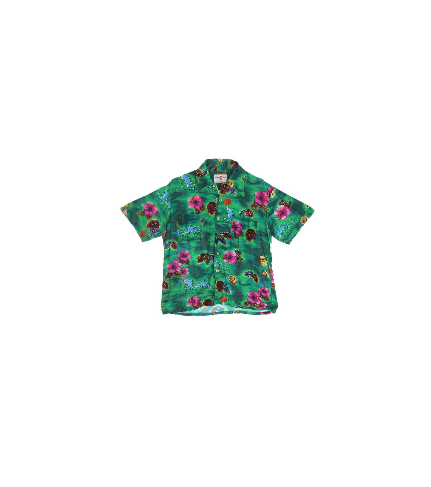Vintage Men's Green Hawaiian Shirt by Hawaiian Holiday / Era 70s - 80s