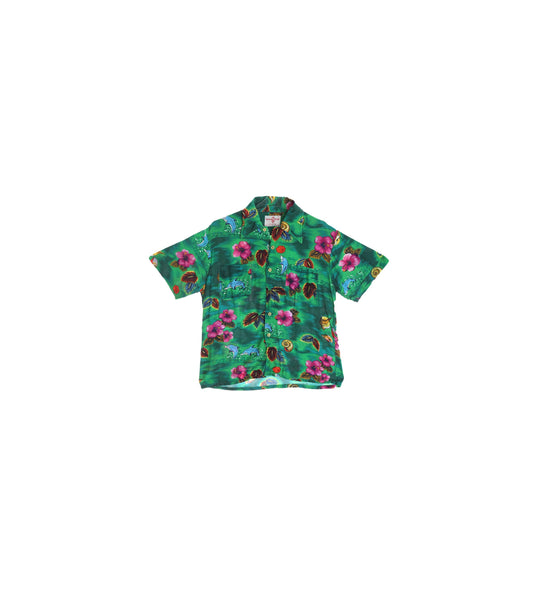 Vintage Men's Green Hawaiian Shirt by Hawaiian Holiday / Era 70s - 80s