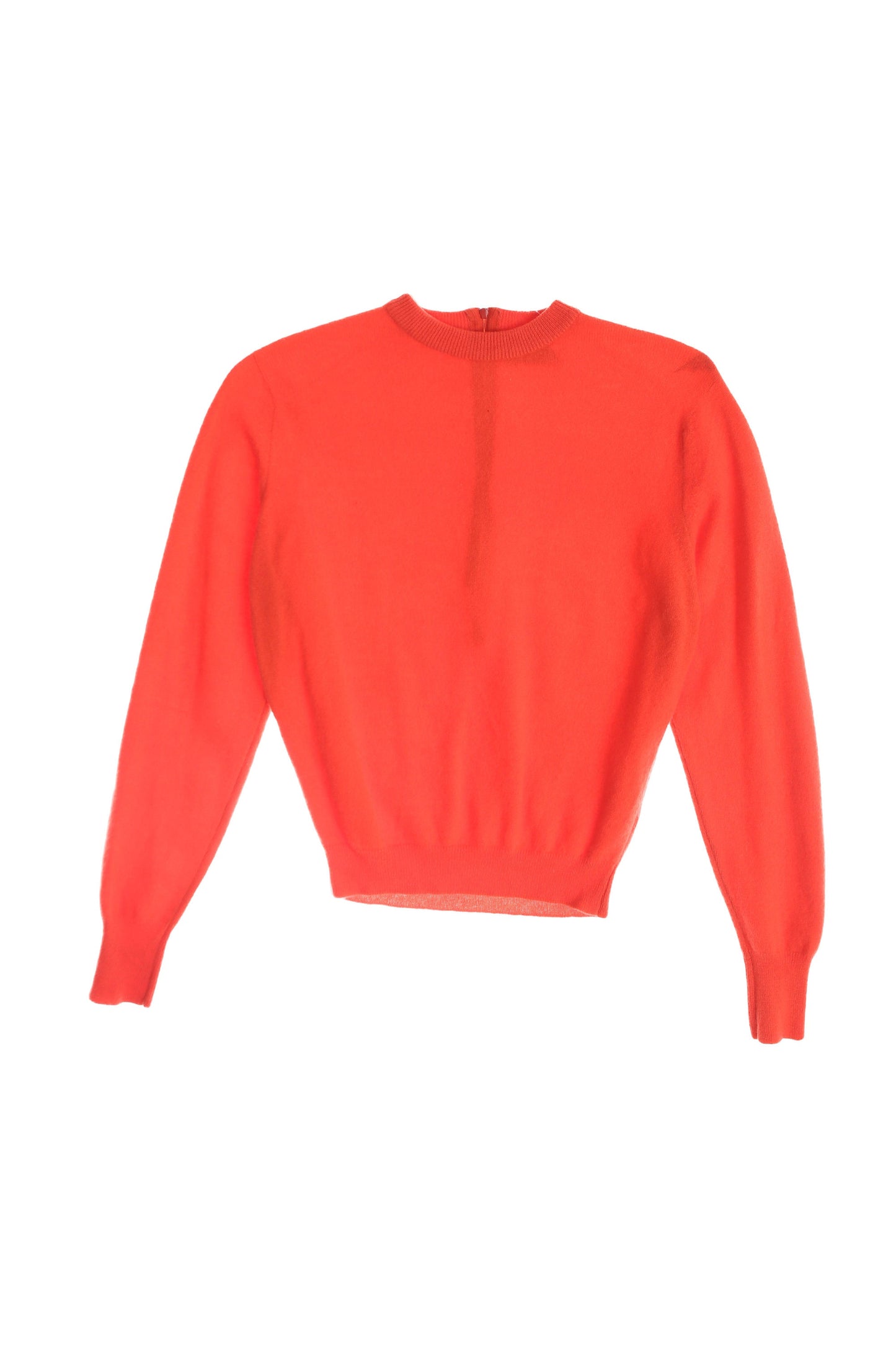 Vintage Women Red Crew Neck Sweater / Back Zip Closure