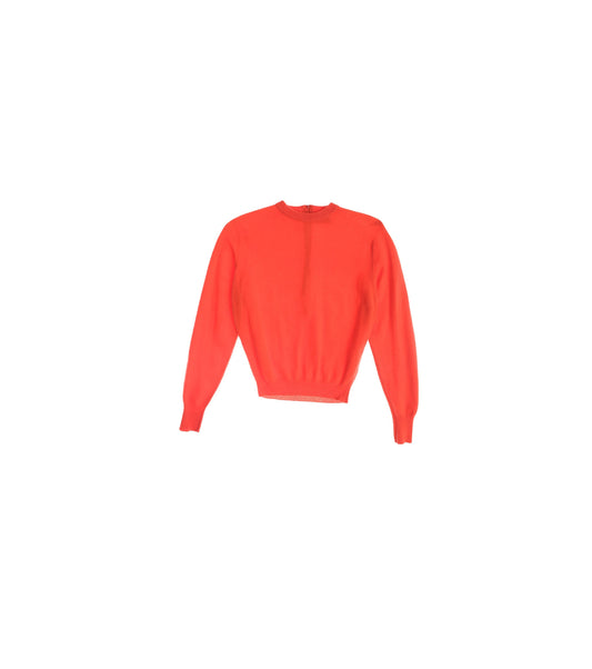 Vintage Women Red Crew Neck Sweater / Back Zip Closure