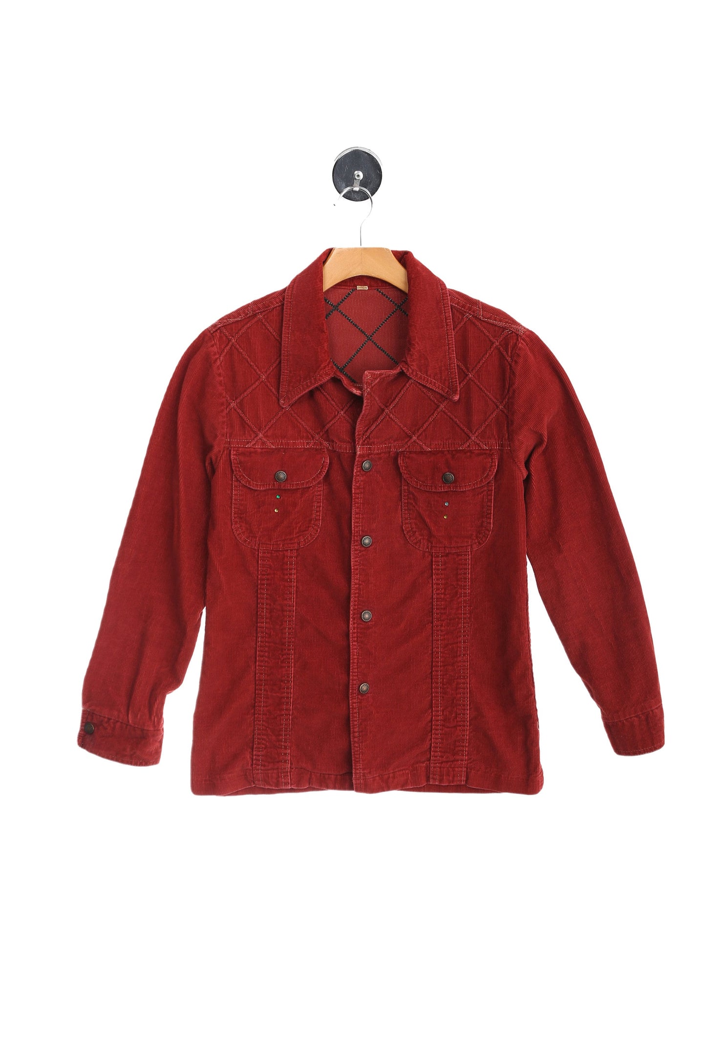 70s Men red Corduroy Shirt