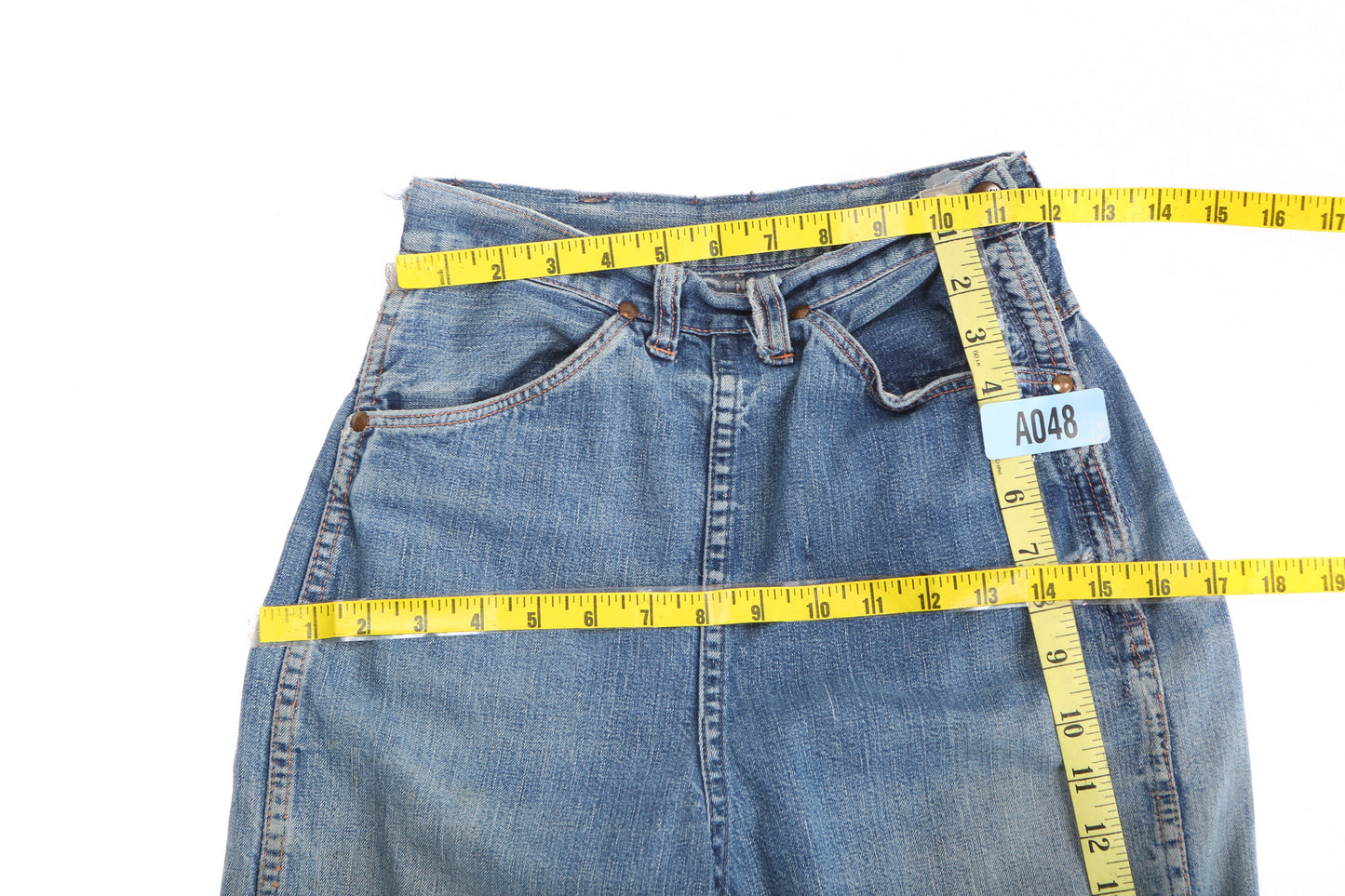 Vintage Men 1970's Blue Denim Distressed Pants by Ranch Craft