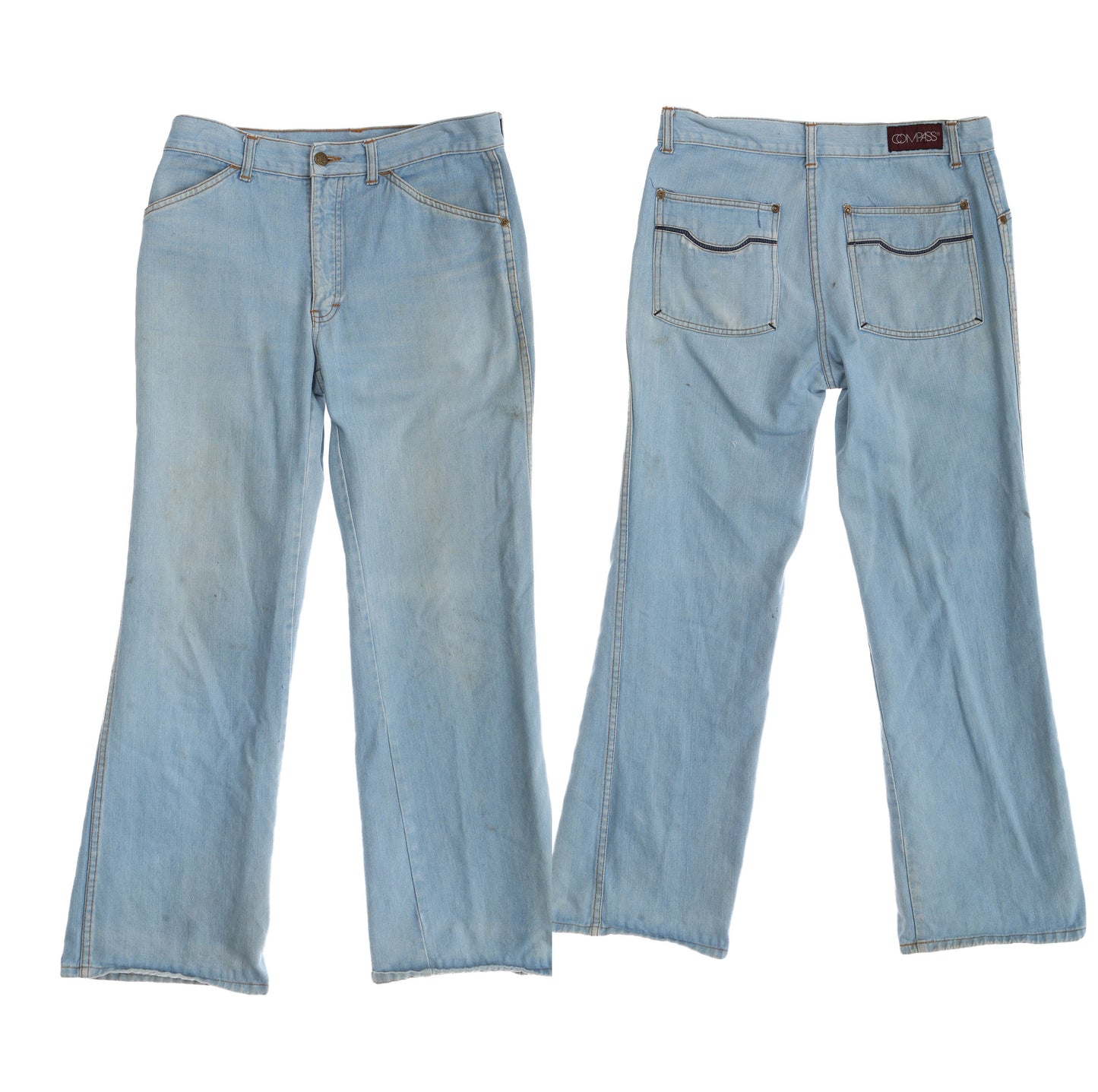 Vintage Men'd Blue Casual Denim Pants by Compass / Era 1970's - 1980's
