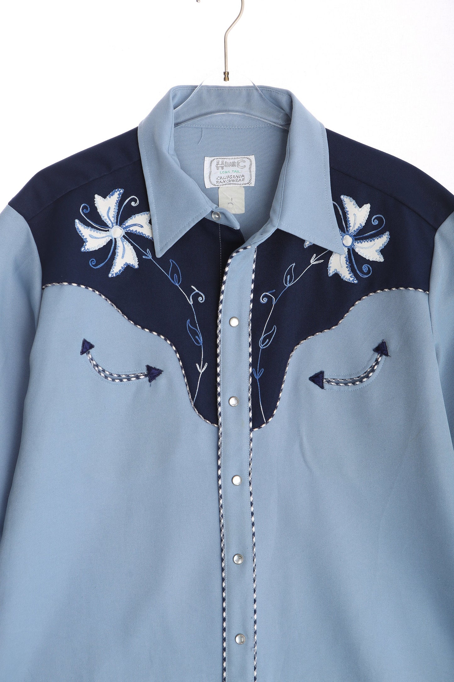 Vintage Men Blue Western Shirt by H Bar C Ranchwear