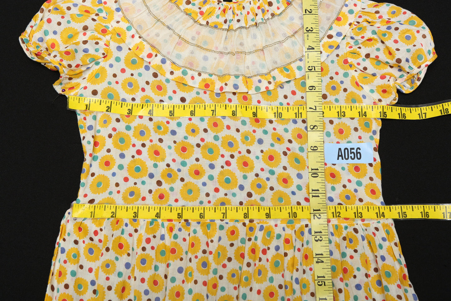 Vintage Women Yellow Polka Dot Dress