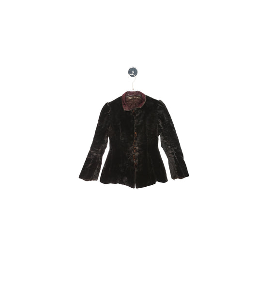 Vintage Victorian Jacket / Brown Fur Leather / Estimated Era 1800's