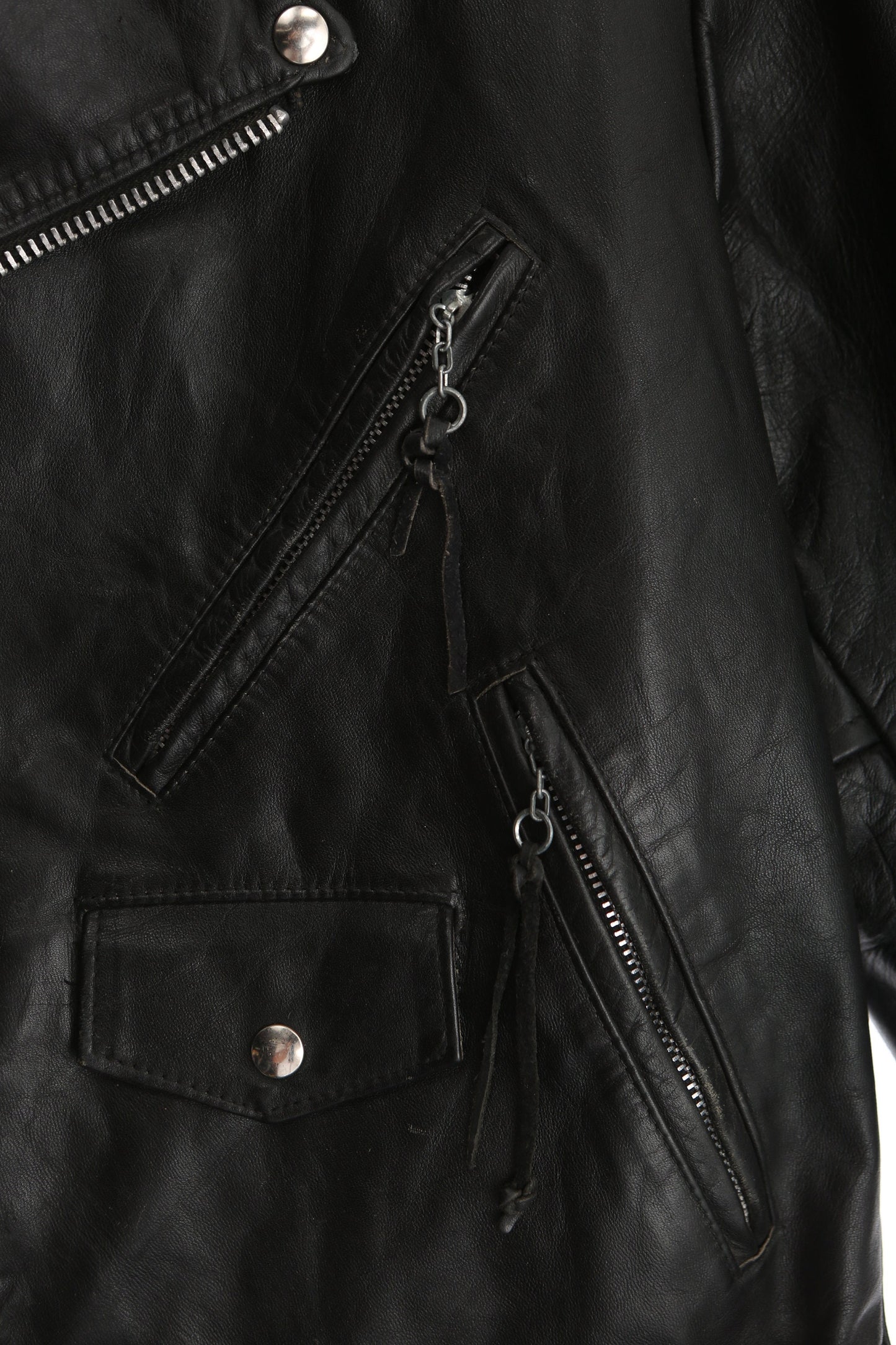 Vintage Black Biker Leather Jacket by The Leather Shop Sears
