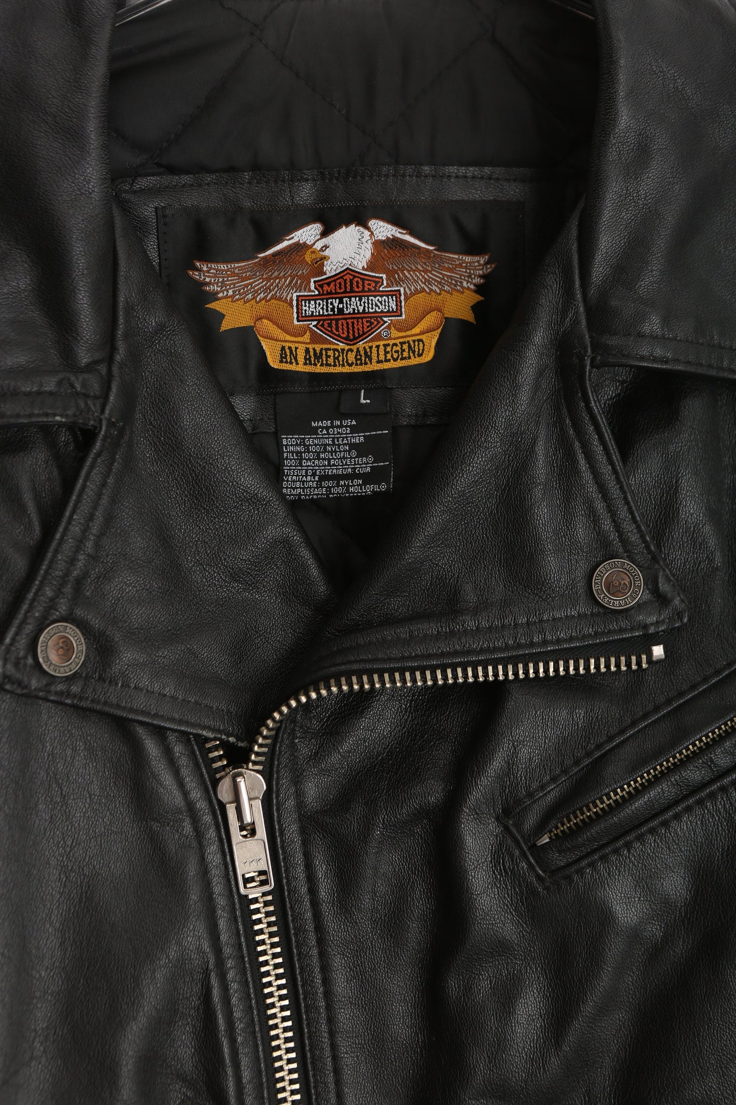 Men's Biker Black Leather Jacket / Size Large / Made in USA