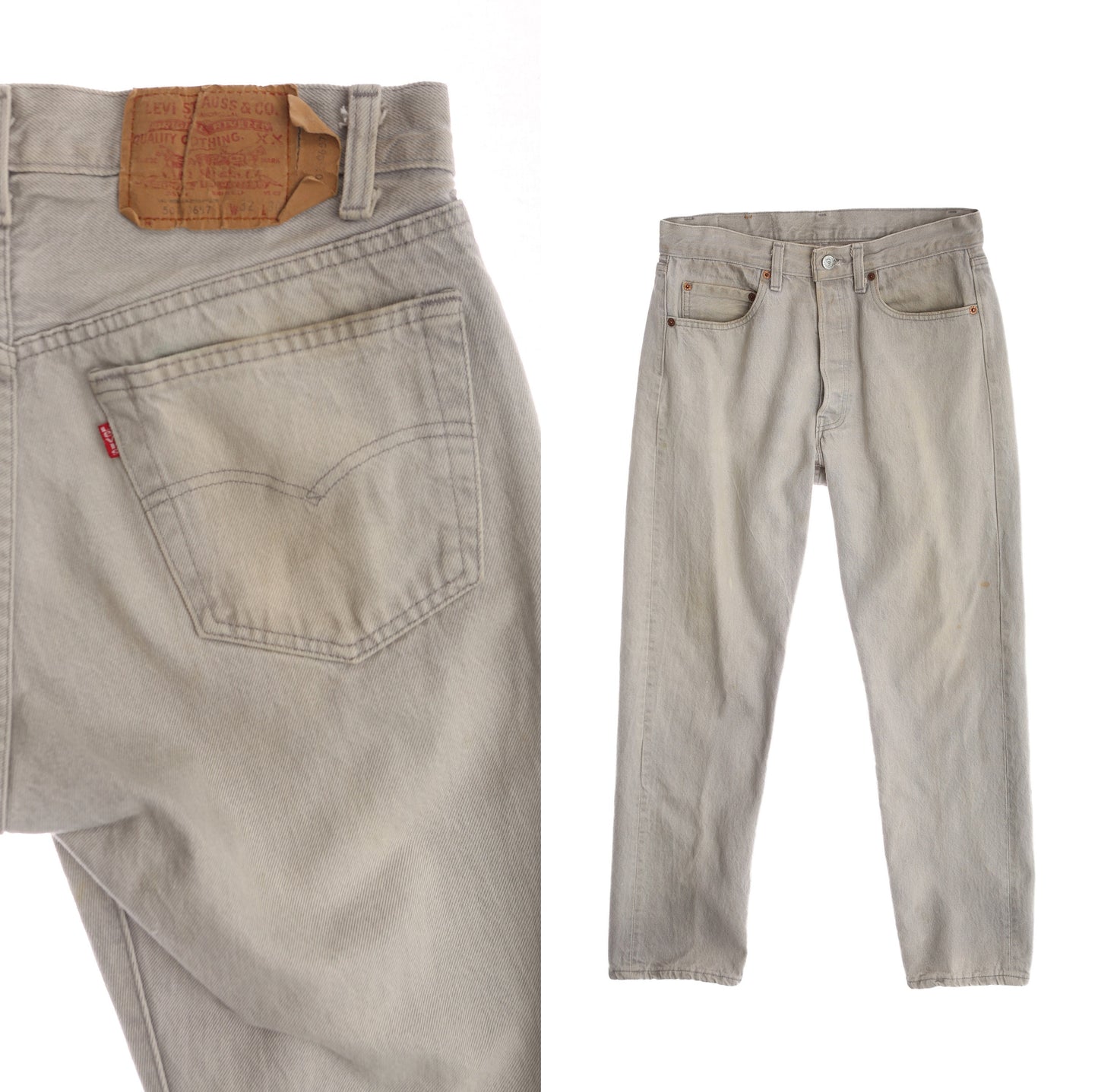 Vintage 501 Light Gray Levi's Denim Pants / Era 1980's - 1990's