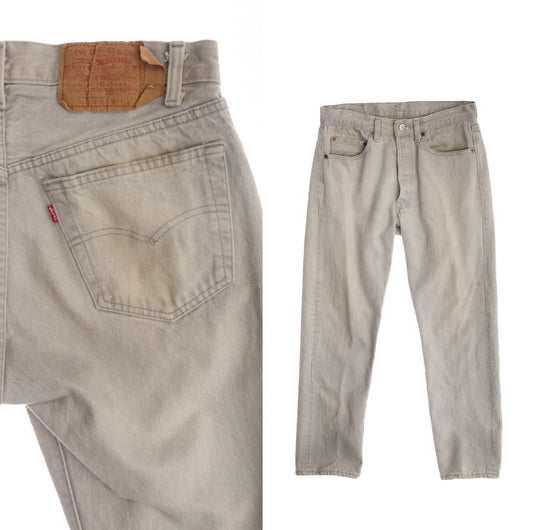 Vintage 501 Light Gray Levi's Denim Pants / Era 1980's - 1990's