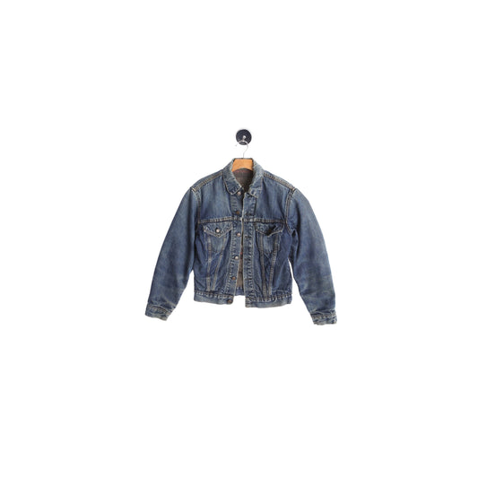 Vintage Levi's Blue Denim Trucker Jacket with Wool Lining