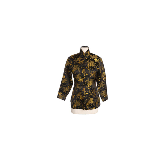 Black Cheongsam Jacket with Yellow Flower Designs