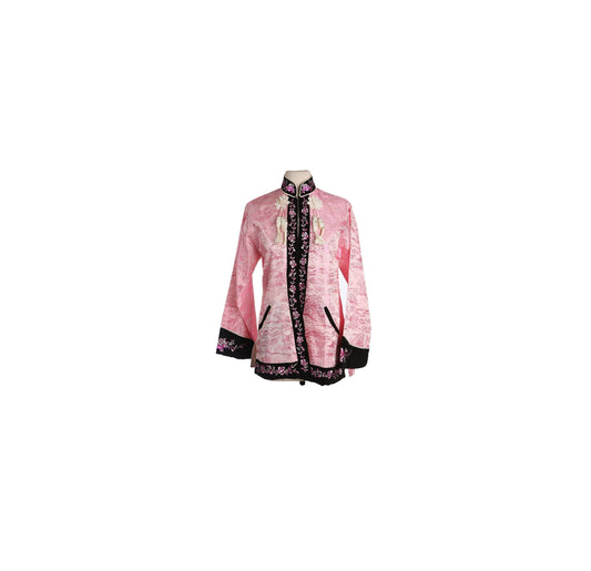 Vintage Cheongsam Jacket - Pink Floral Embroidery