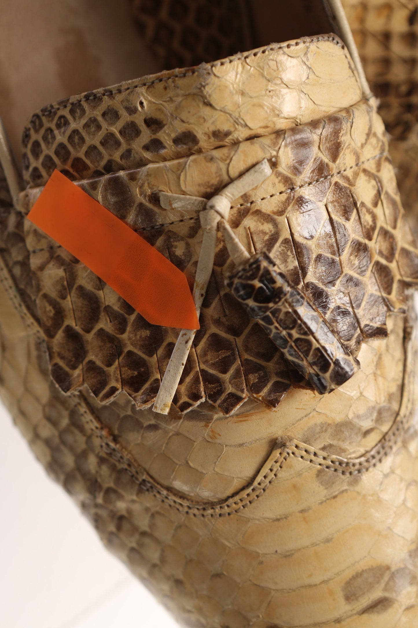 Vintage Men's Snakeskin Leather Loafer Shoes / Size US 9