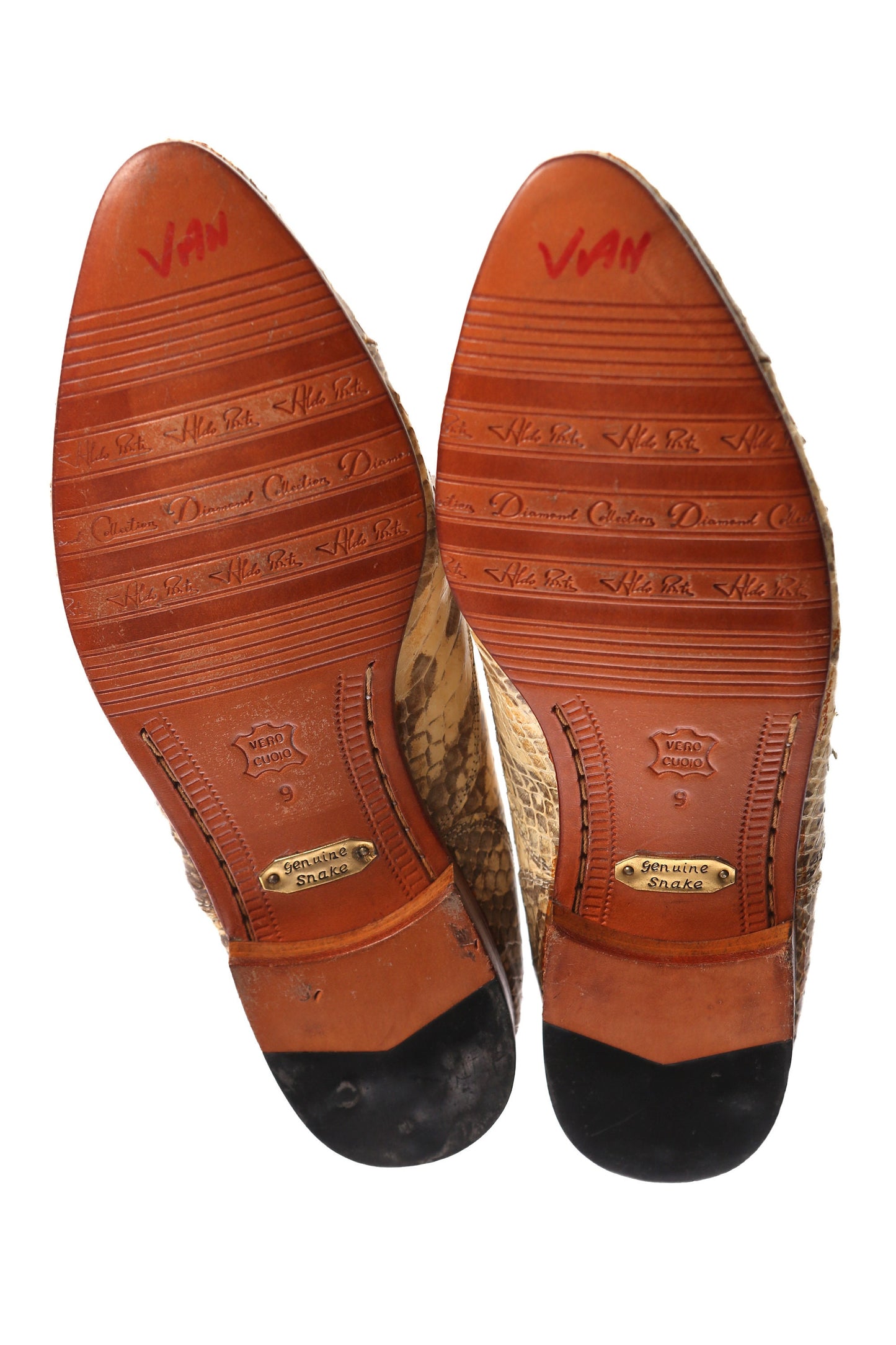 Vintage Men's Snakeskin Leather Loafer Shoes / Size US 9