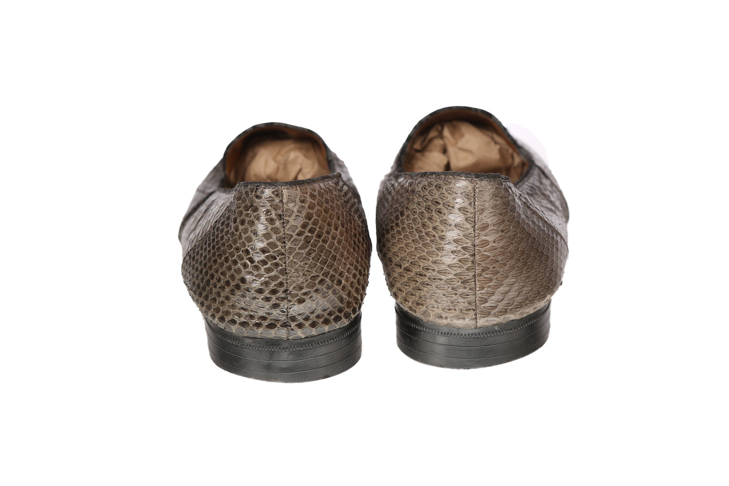 Vintage Men's Snakeskin Brown / Gray Leather Loafer Shoes