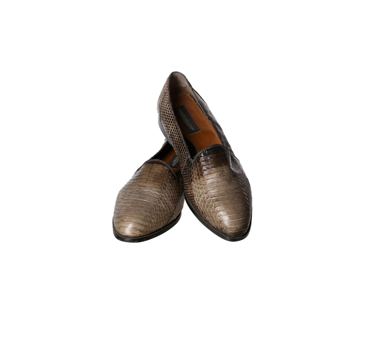 Vintage Men's Snakeskin Brown / Gray Leather Loafer Shoes