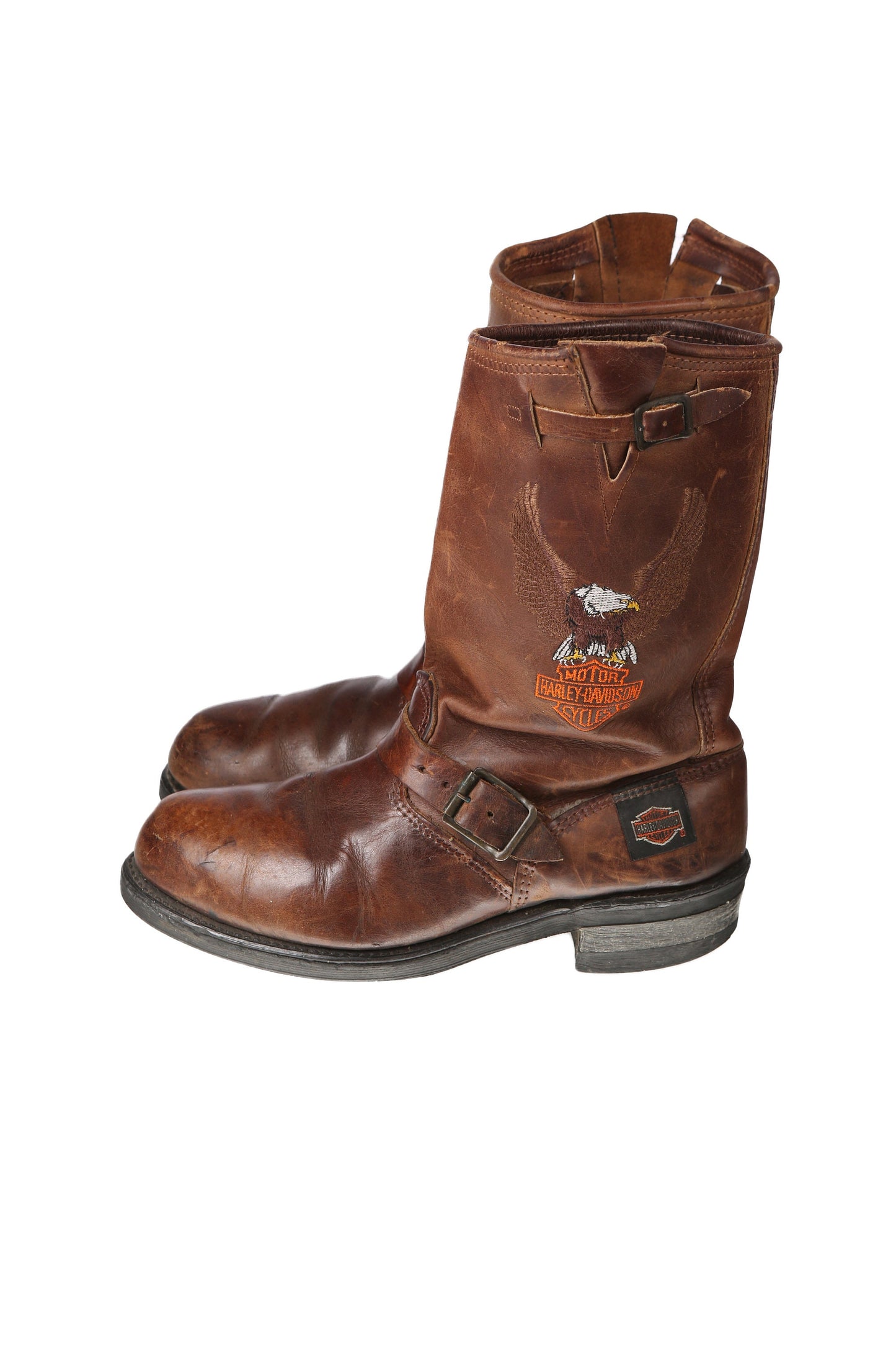 Vintage Harley Davidson Brown Biker Leather Boots