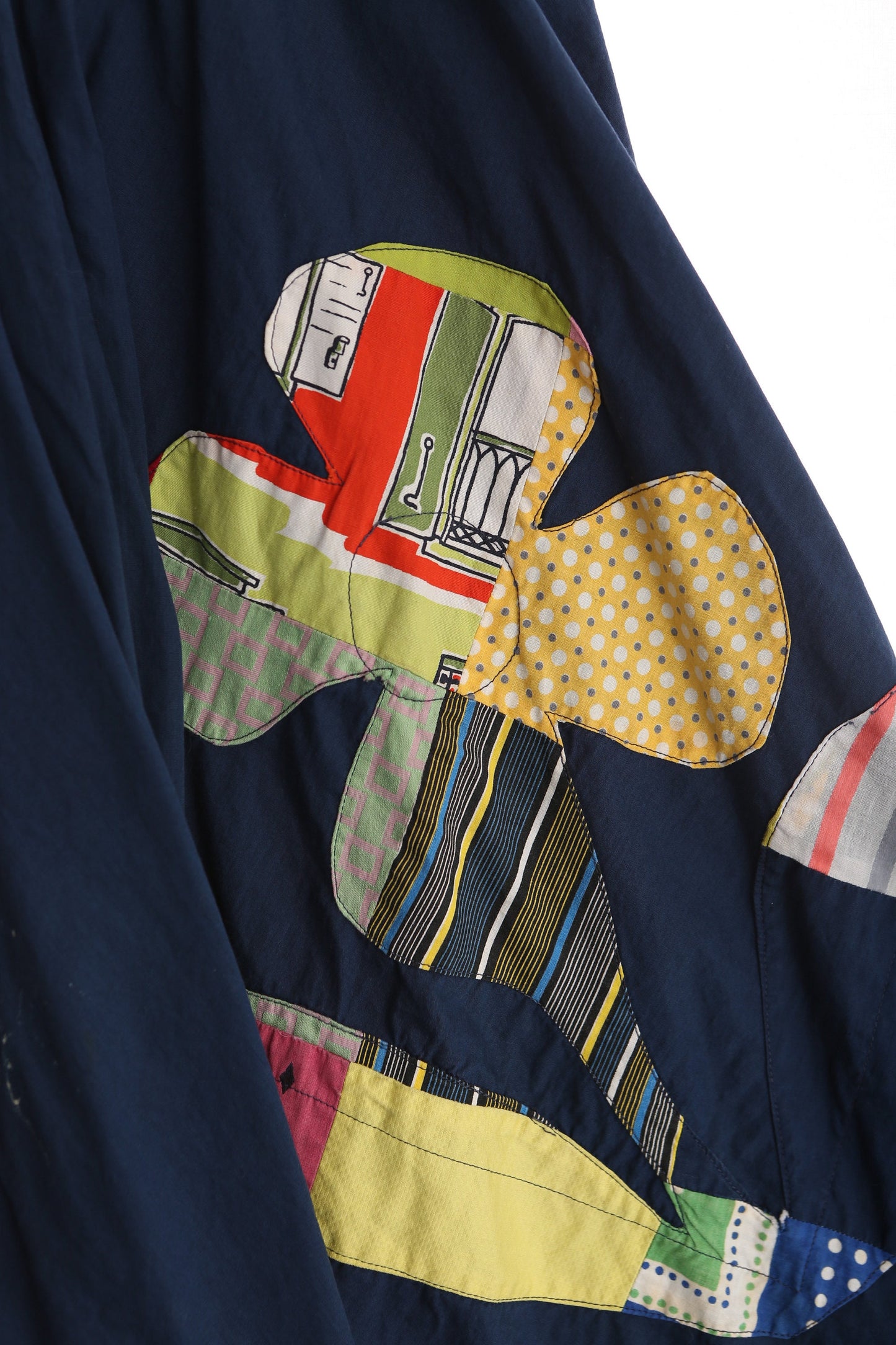 Vintage Blue Floral Patchwork Skirt / Era 1960's - 1970's