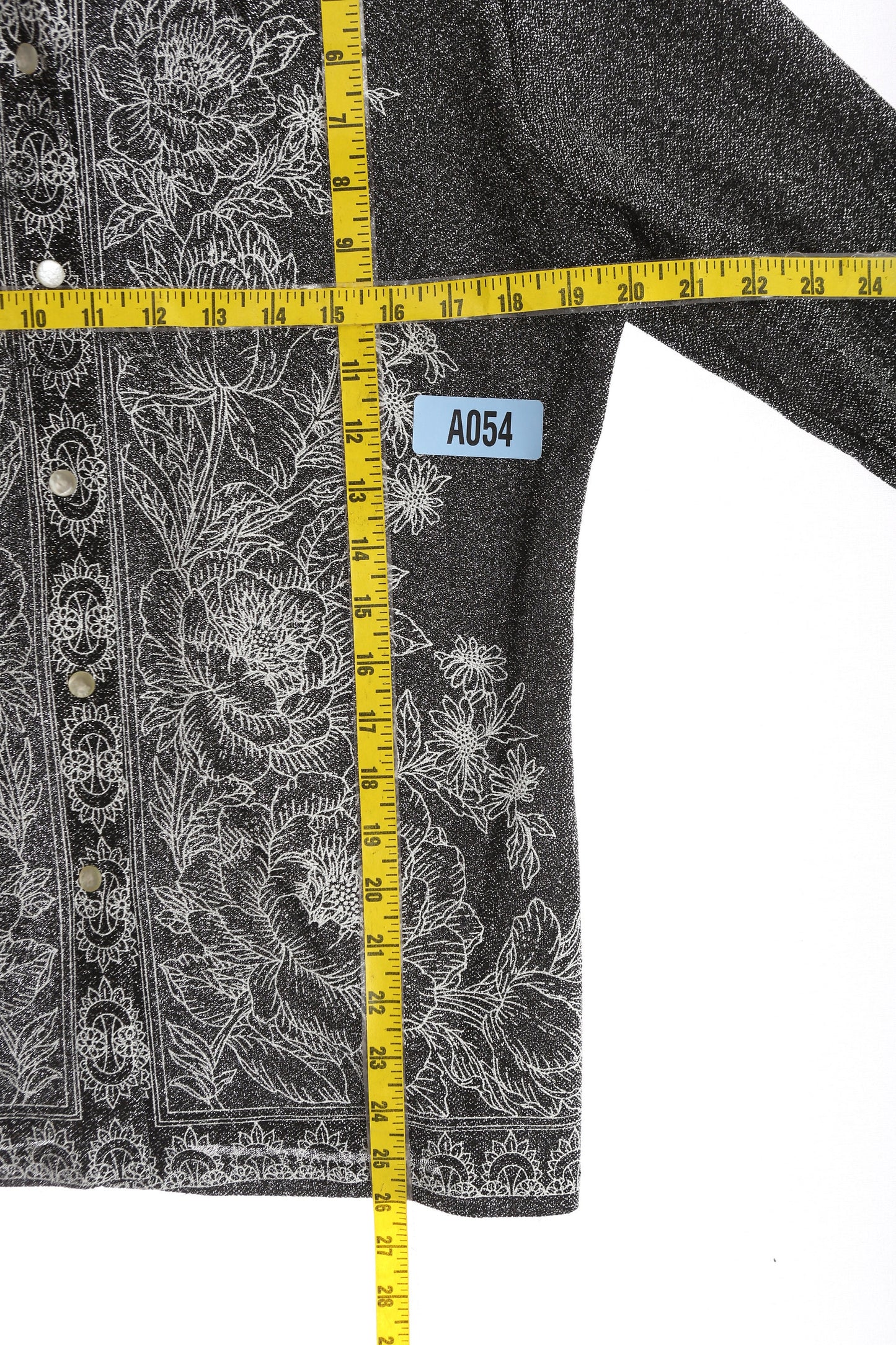 70s Black Polyester Button Up Blouse