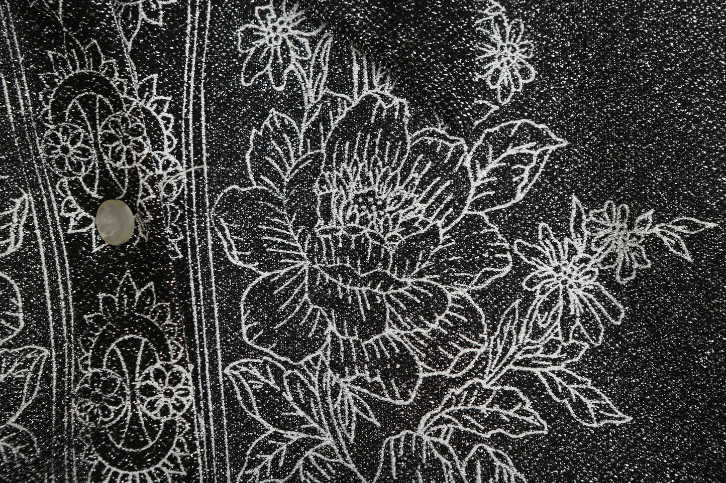 70s Black Polyester Button Up Blouse