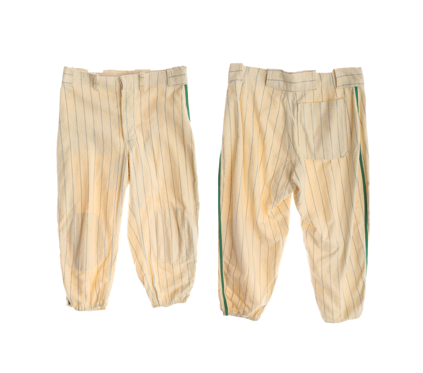 Vintage Baseball Pants / Green Striped / Beige / Era 1940's - 1950's