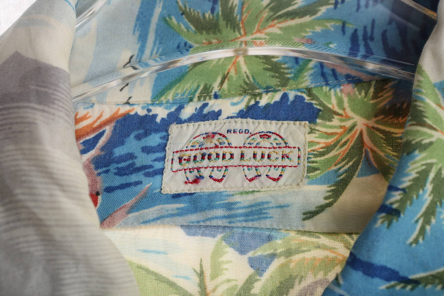 Vintage Men's Blue Hawaiian Shirt by Good Luck