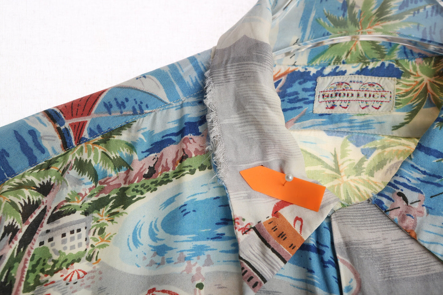 Vintage Men's Blue Hawaiian Shirt by Good Luck