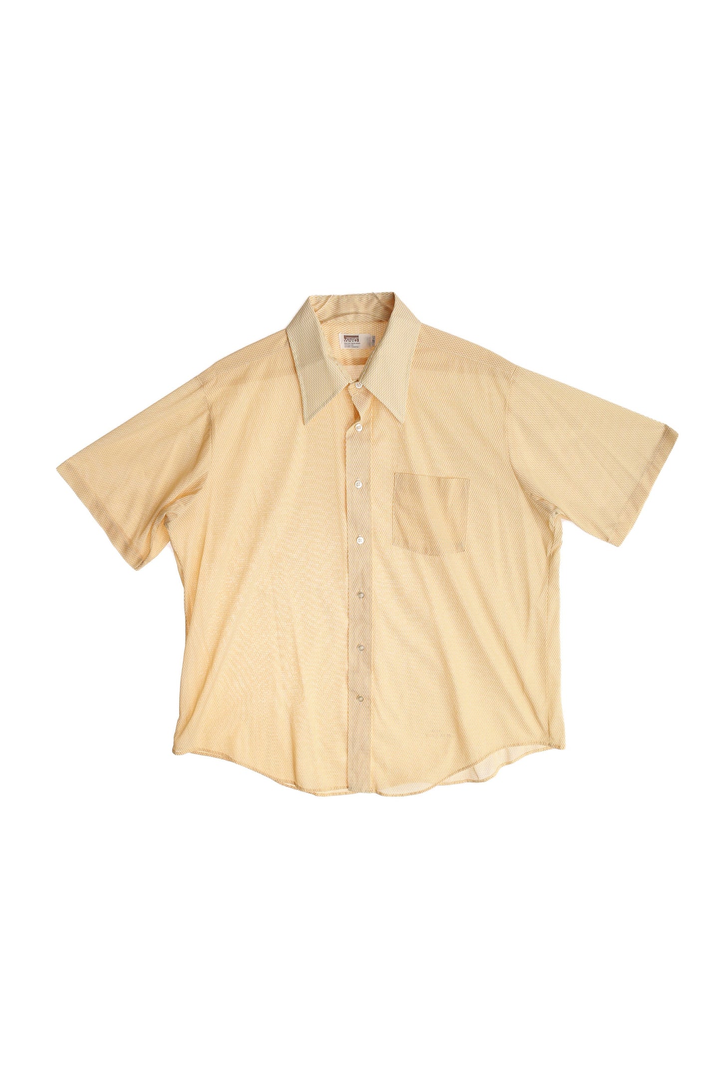 70s Men Yellow Short Sleeve Casual Shirt