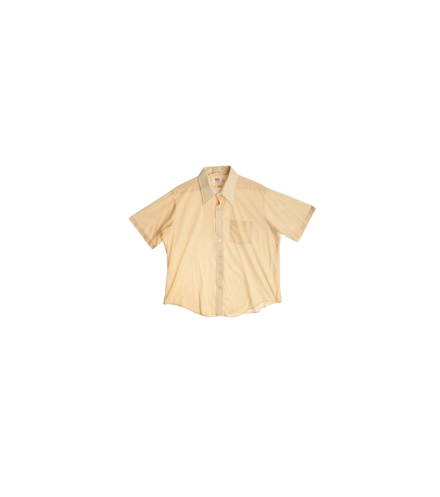 70s Men Yellow Short Sleeve Casual Shirt