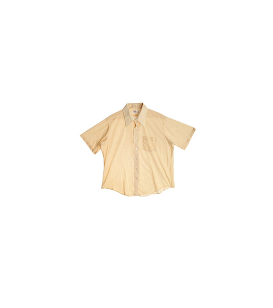 70s Men Yellow Short Sleeve Casual Shirt