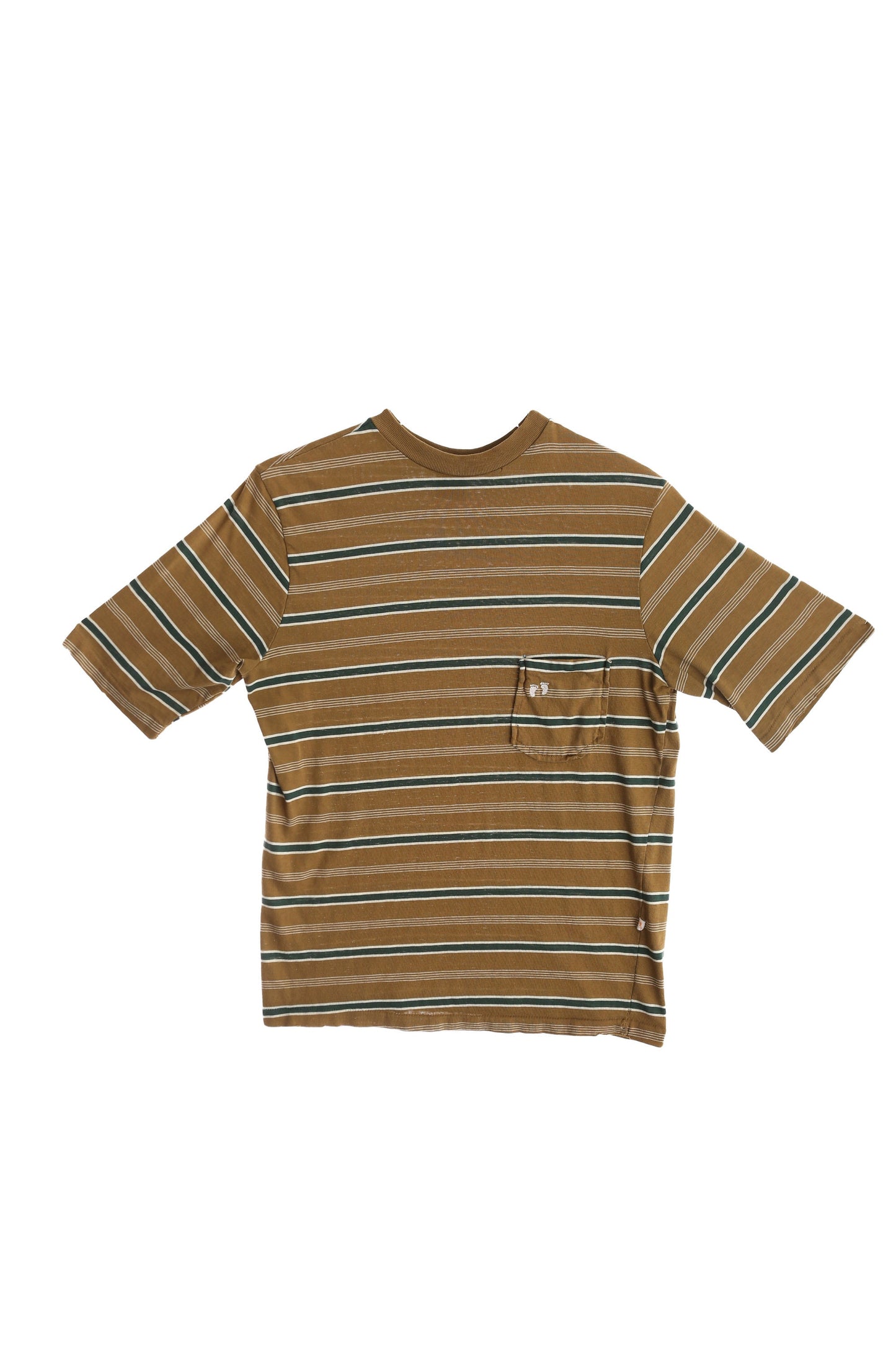 Vintage Hang Ten Brown Striped T-shirt / Estimated Era: 70s - 80s