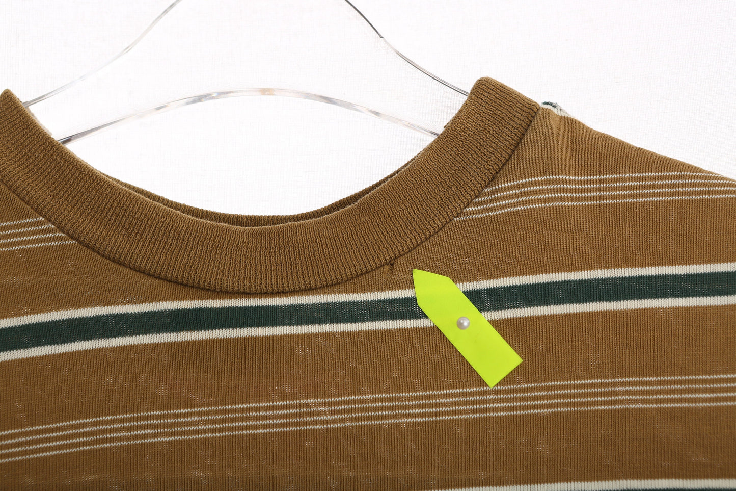Vintage Hang Ten Brown Striped T-shirt / Estimated Era: 70s - 80s