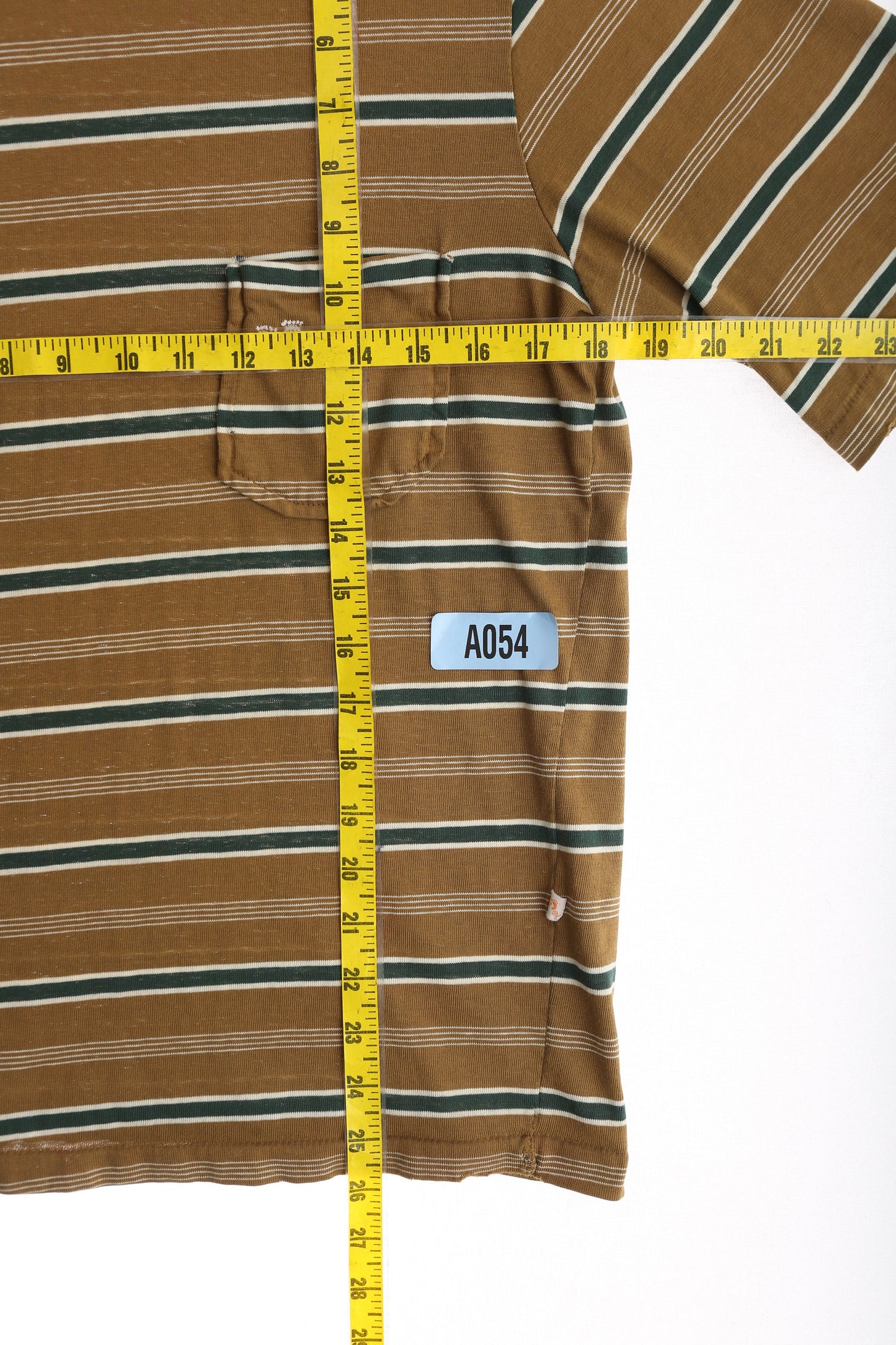Vintage Hang Ten Brown Striped T-shirt / Estimated Era: 70s - 80s