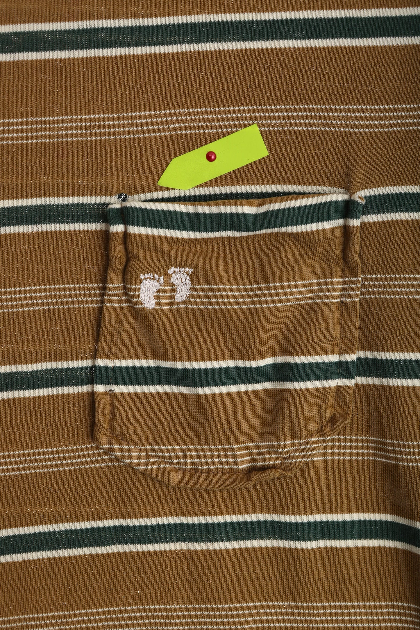 Vintage Hang Ten Brown Striped T-shirt / Estimated Era: 70s - 80s