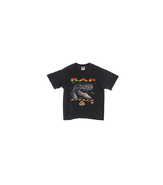 Vintage Jurassic Park - Rap Attack Black Graphic T-shirt