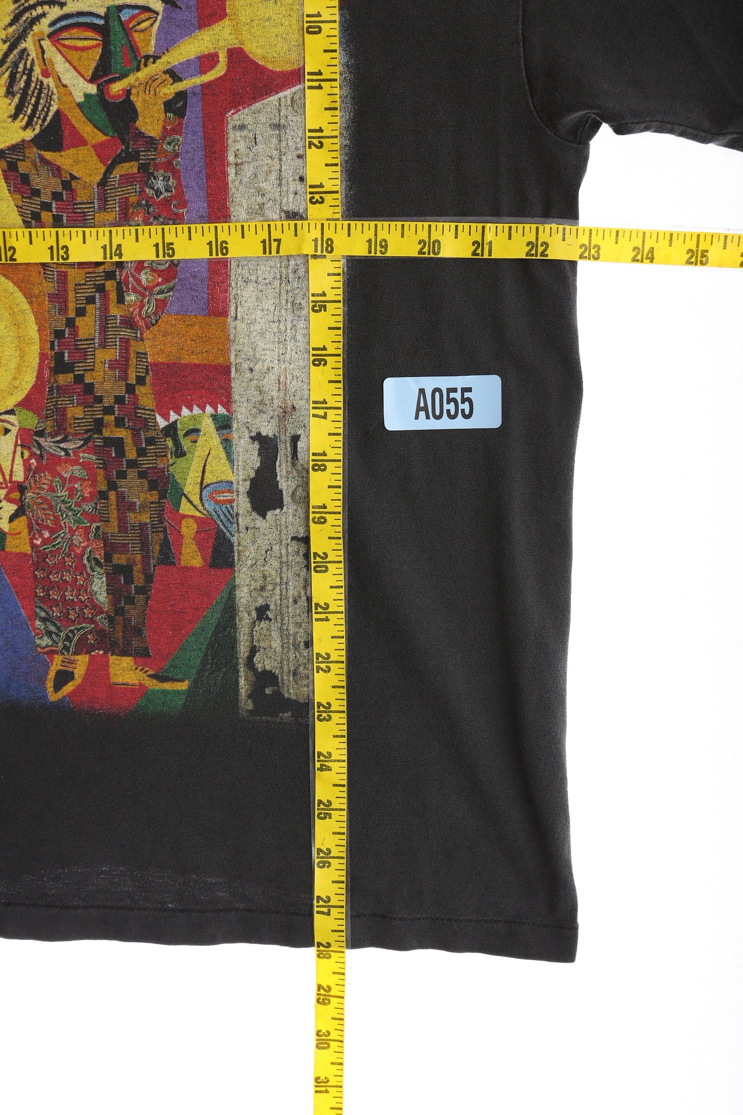 Vintage Abstract Print Black Graphic T-shirt