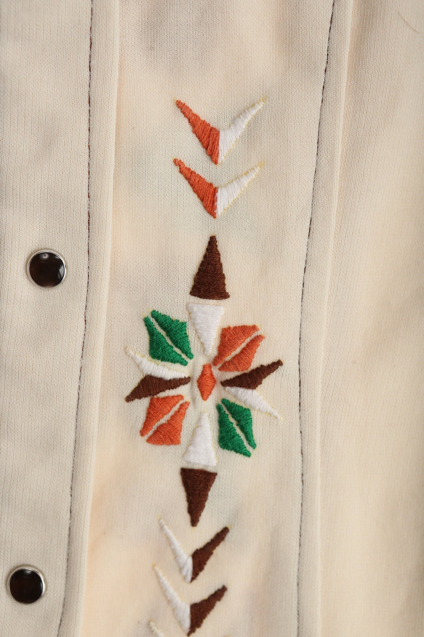 70s Women Poly Top with Embroidered Details