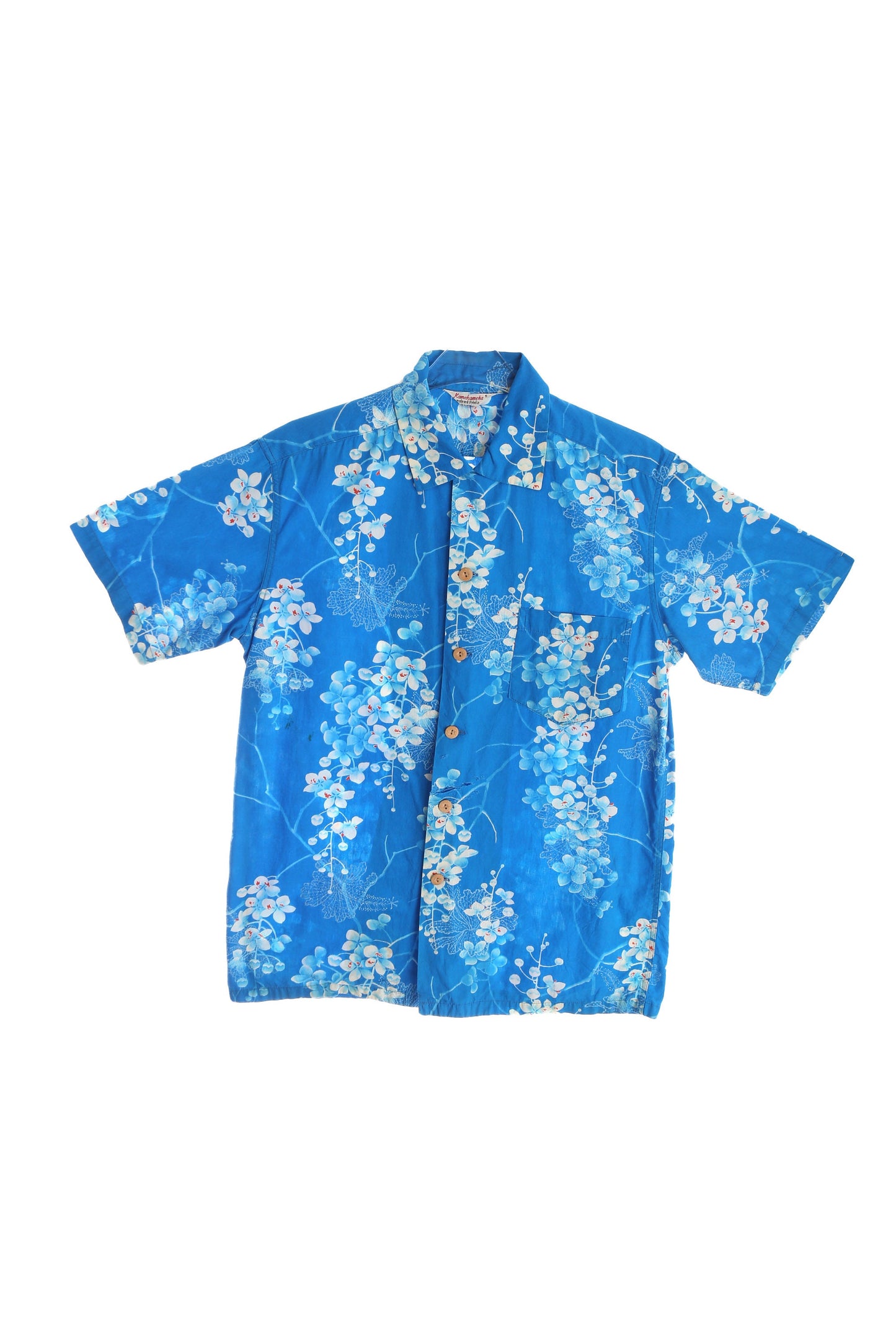 Vintage Men's Blue Hawaiian Shirt by Kamehameha / Made and Styled in Hawaii / Estimated Era: 40s - 50s