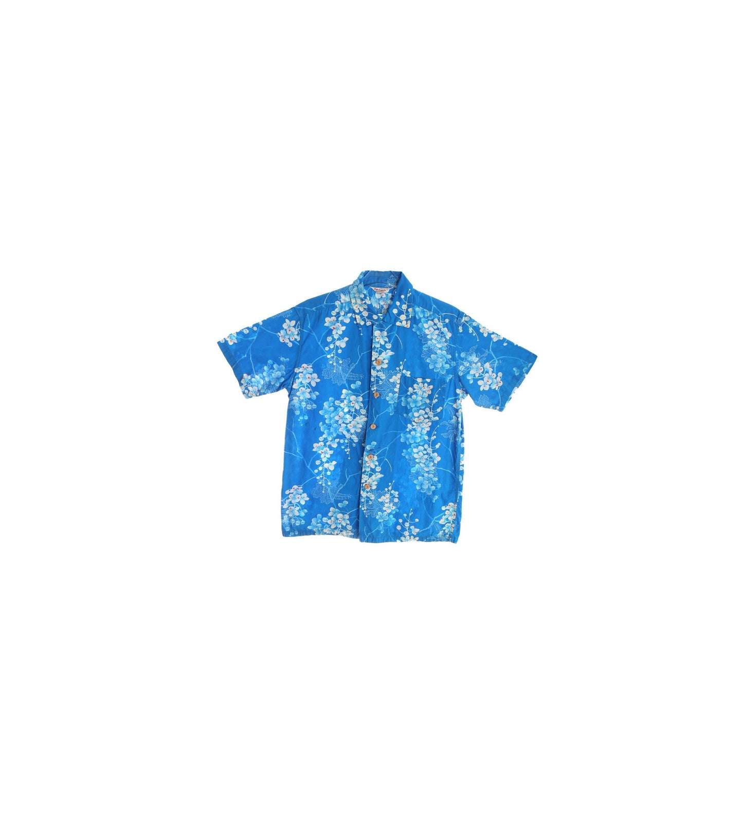 Vintage Men's Blue Hawaiian Shirt by Kamehameha / Made and Styled in Hawaii / Estimated Era: 40s - 50s