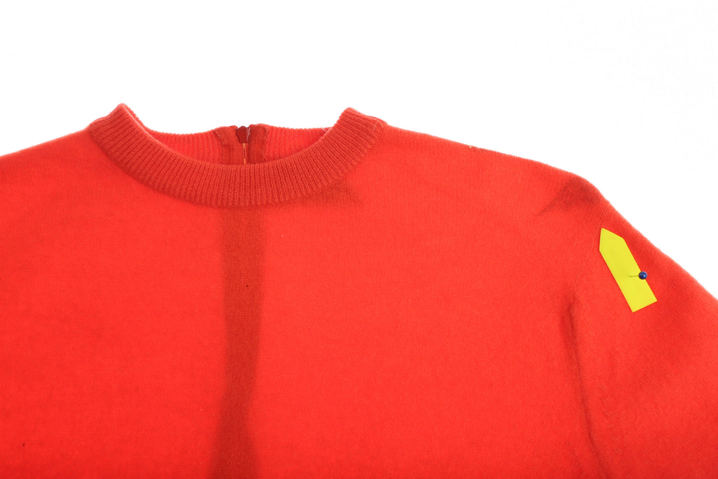 Vintage Women Red Crew Neck Sweater / Back Zip Closure