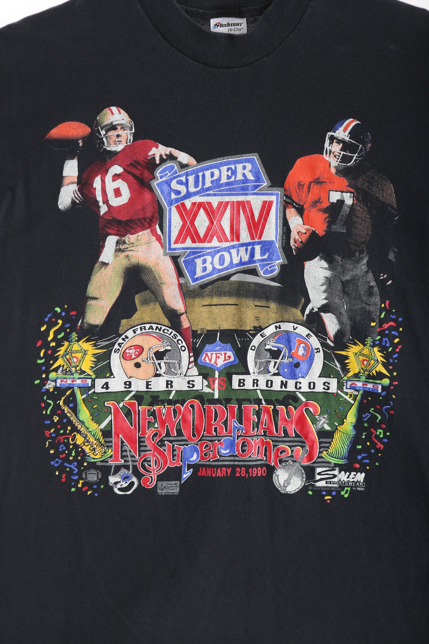 Vintage Super Bowl Graphic T-shirt / New Orleans Super Dome / 49ers VS Broncos