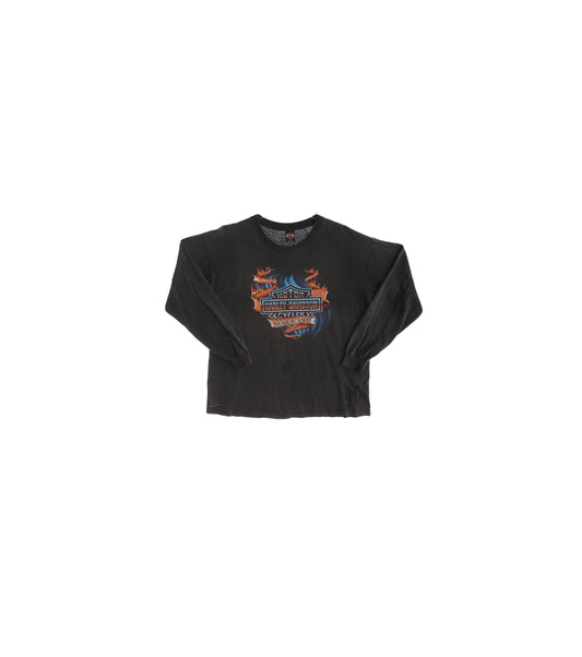 Vintage Harley Davidson Motorcycles Black Long Sleeve Graphic T-shirt