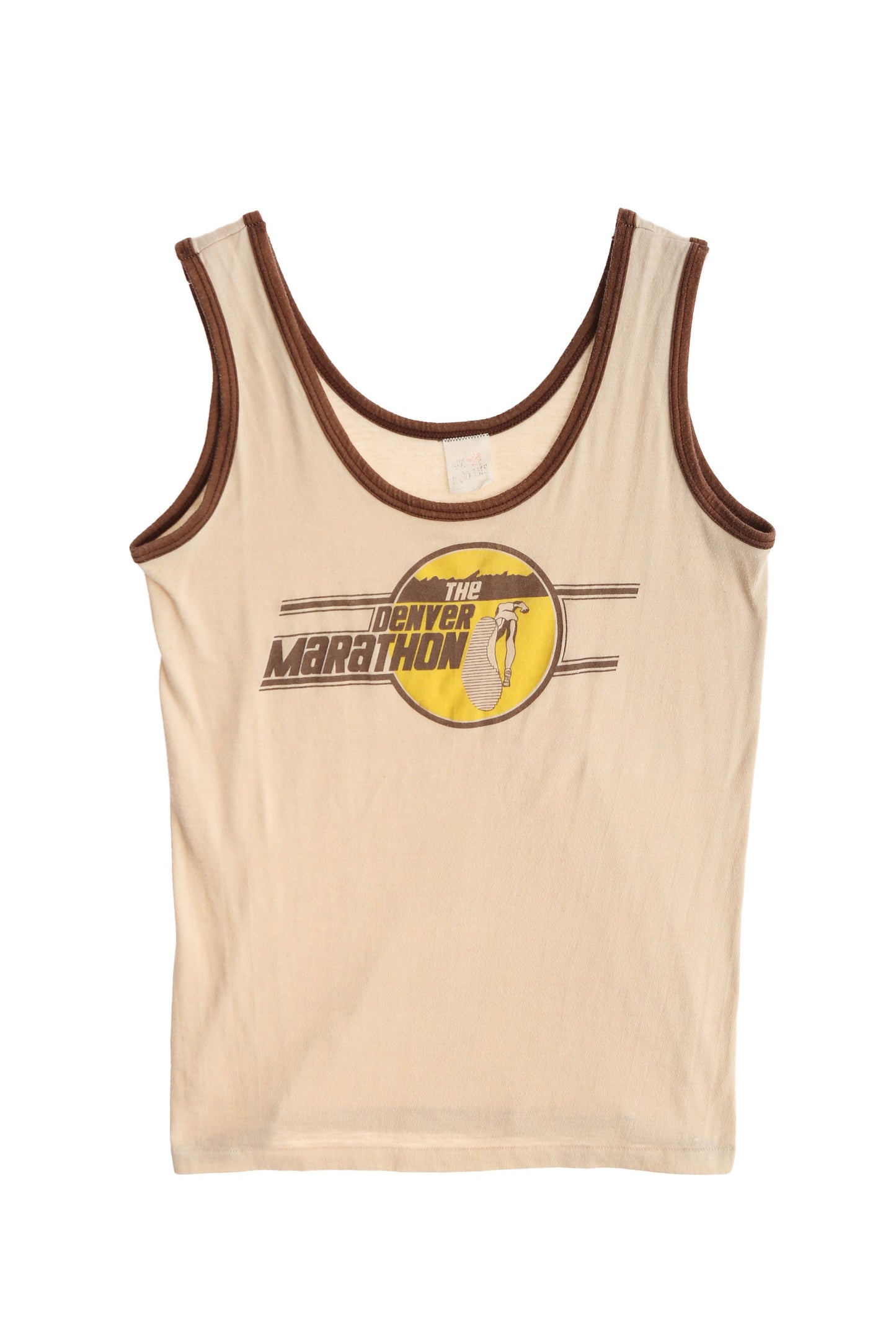 Vintage Beige Tank Top with The Denver Marathon Print / Era: 70s -80s